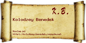 Kolodzey Benedek névjegykártya